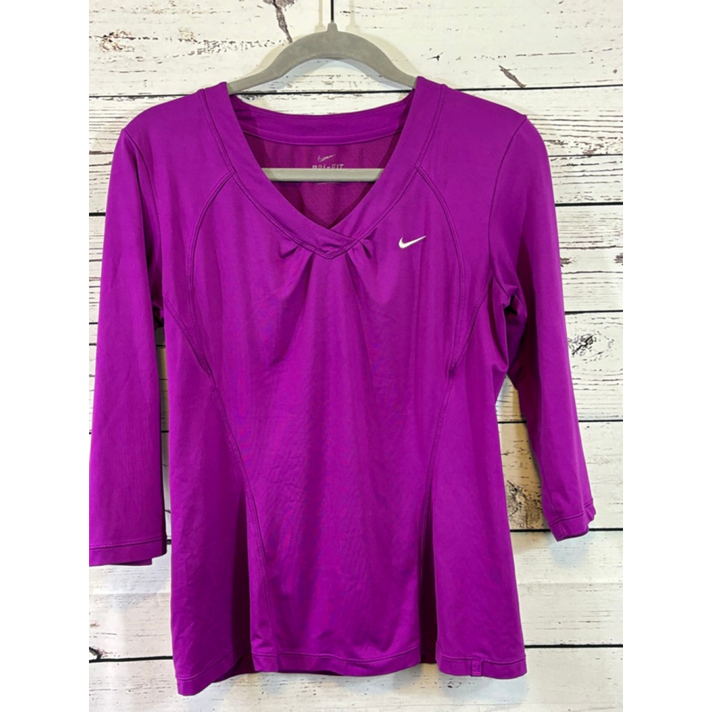 Women's Nike Purple Dri-FIT Long Sleeve Tee L - Picture 2 of 4